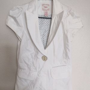 Sisley white cotton blend short sleeve jacket
